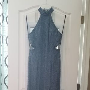 Long beaded pewter dress